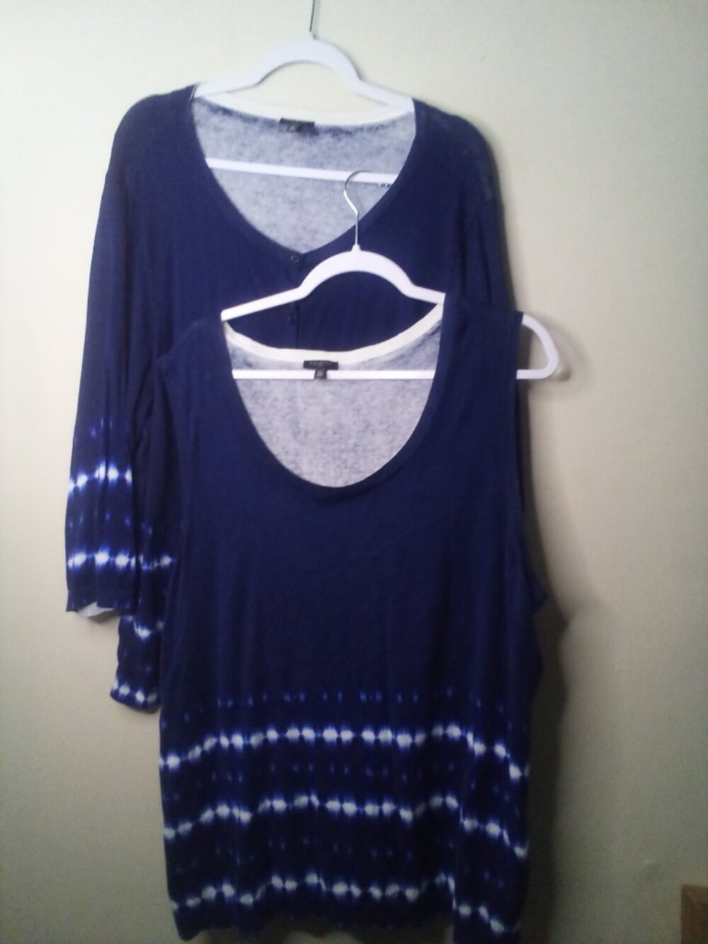 Talbots Sweater Set Tank Cardigan Women 3X Sleeveless Button Up Blue White